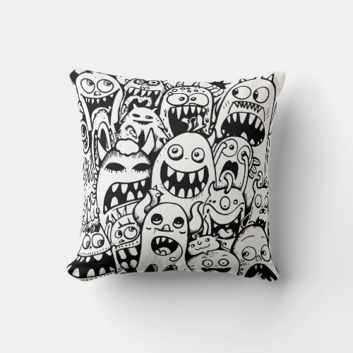Doodles Monster Throw Pillow