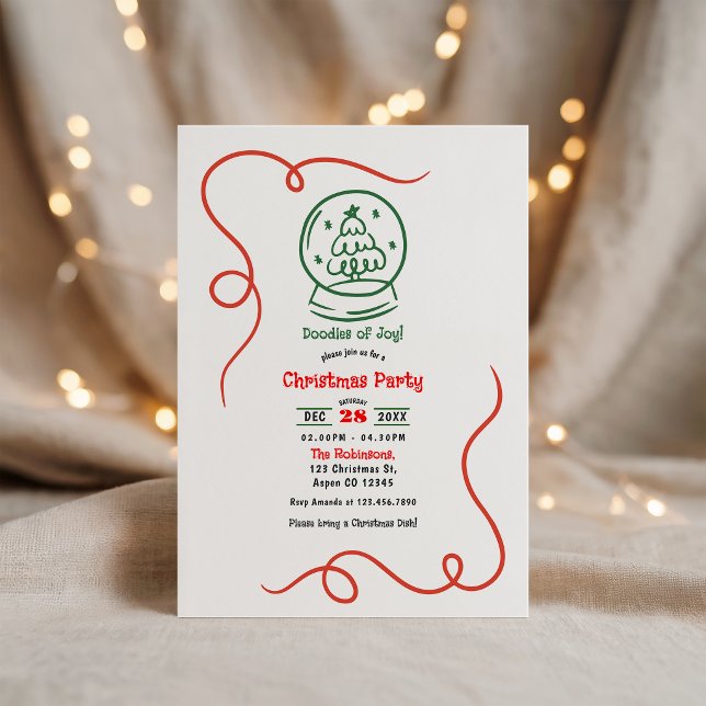 Doodles of Joy! Whimsy Hand Drawn Christmas Party Invitation (Doodles of Joy! Whimsy Hand Drawn Christmas Party Invitation)
