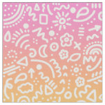 Doodles on Pastel Rainbow Gradient Fabric