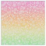 Doodles on Pastel Rainbow Gradient Fabric