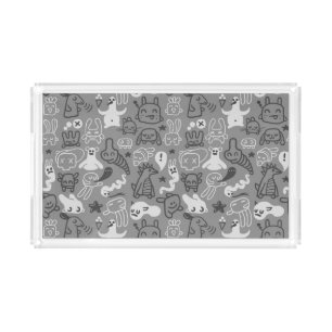 doodles pattern illustration acrylic tray