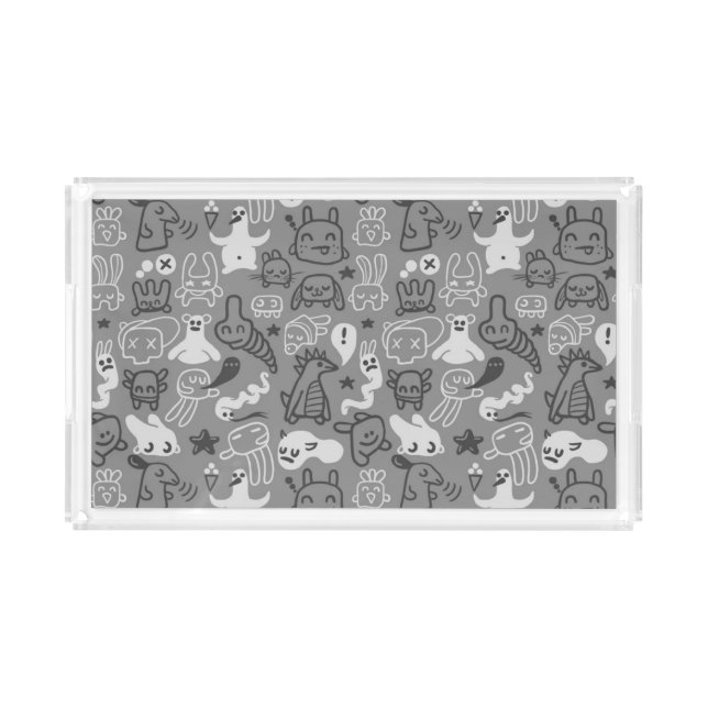 doodles pattern illustration acrylic tray (Front)