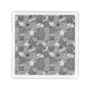 doodles pattern illustration acrylic tray