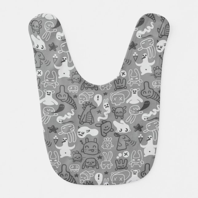 doodles pattern illustration bib (Front)