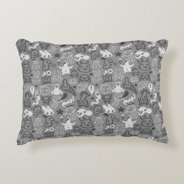 doodles pattern illustration decorative pillow (Front)