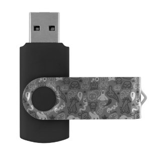 doodles pattern illustration flash drive