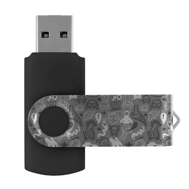 doodles pattern illustration flash drive (Opened)