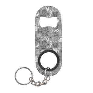 doodles pattern illustration keychain bottle opener