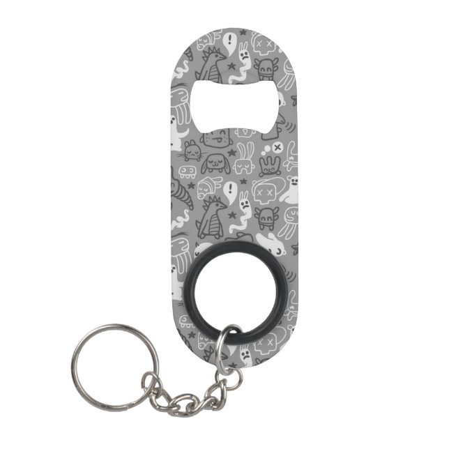 doodles pattern illustration keychain bottle opener (Front)
