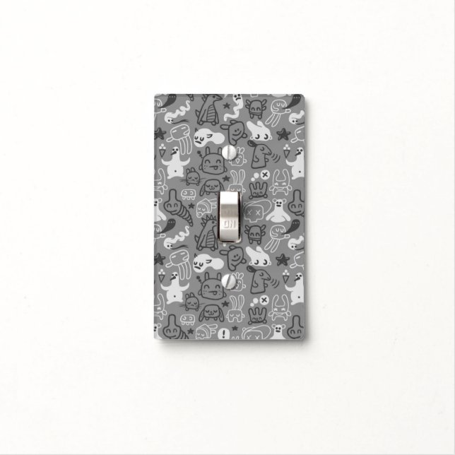 doodles pattern illustration light switch cover (In Situ)