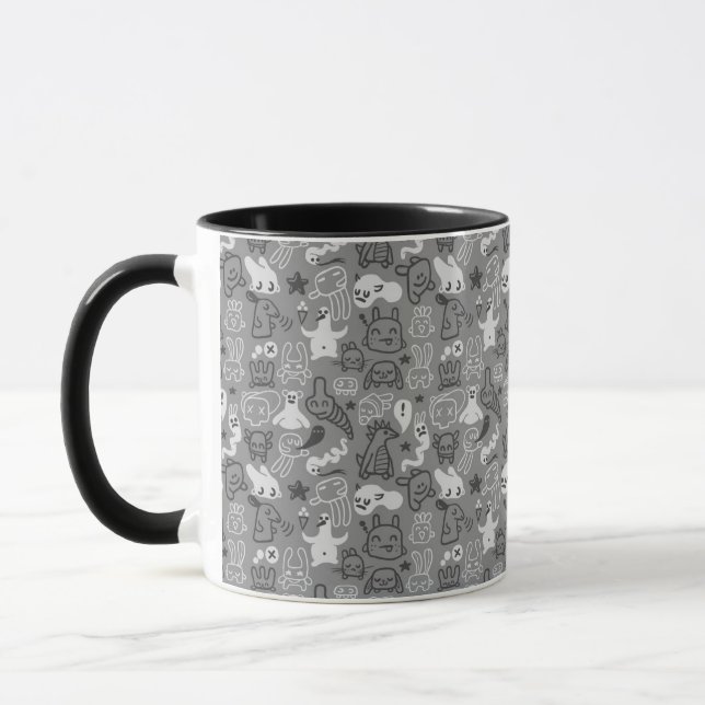 doodles pattern illustration mug (Left)