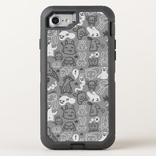 doodles pattern illustration otterbox iPhone case (Back)