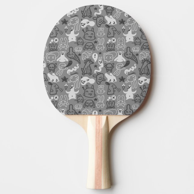 doodles pattern illustration ping pong paddle (Front)