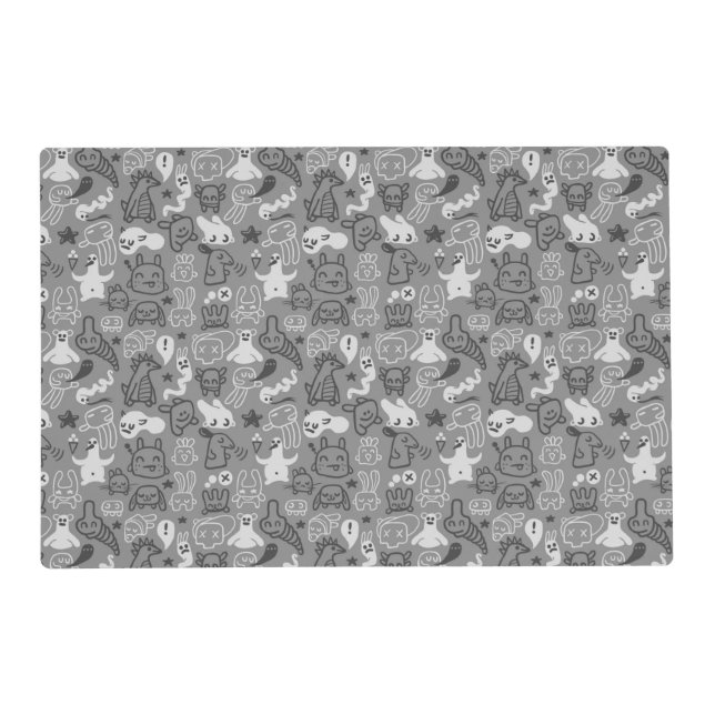 doodles pattern illustration placemat (Front)