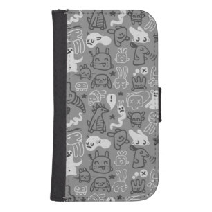 doodles pattern illustration galaxy s4 wallet case