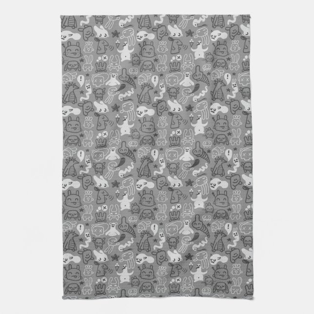 doodles pattern illustration towel (Vertical)