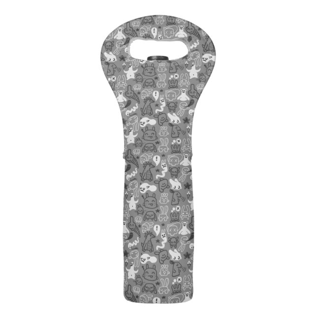 doodles pattern illustration wine bag (Front)