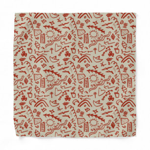 Doodles red and beige bandana