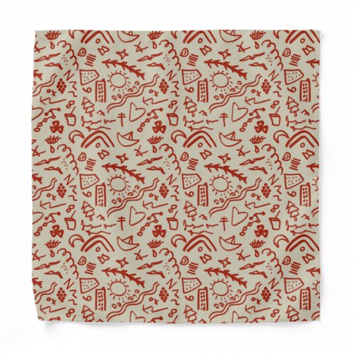 Doodles red and beige  bandana