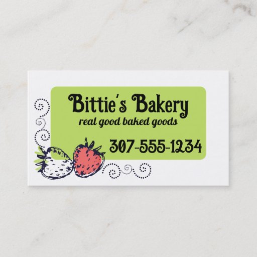 Customizable doodles strawberries fruit baking catering busines business card