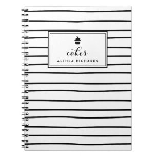 Doodles Stripes Custom Baking Recipe Notebook
