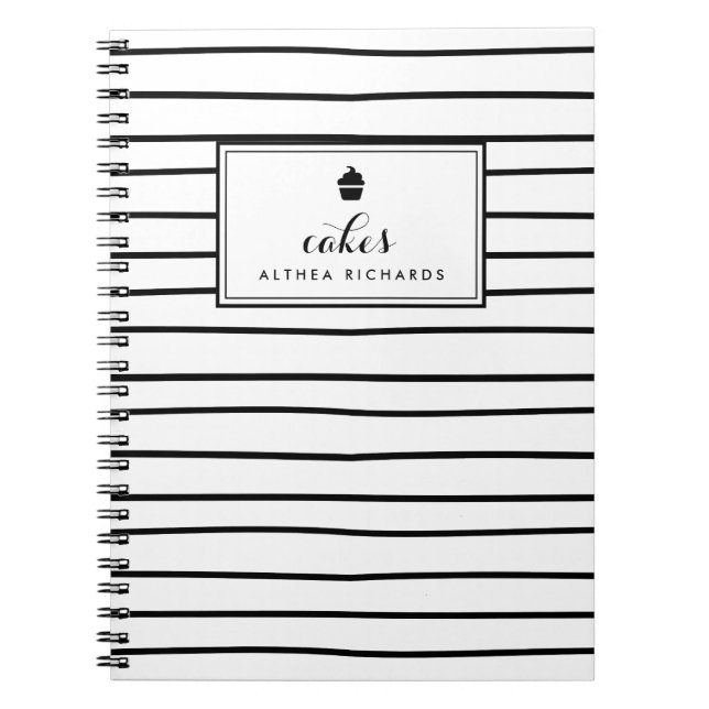 Doodles Stripes Custom Baking Recipe Notebook (Front)