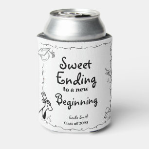 Doodles style Hand Drawn Graduation favors sign Can Cooler