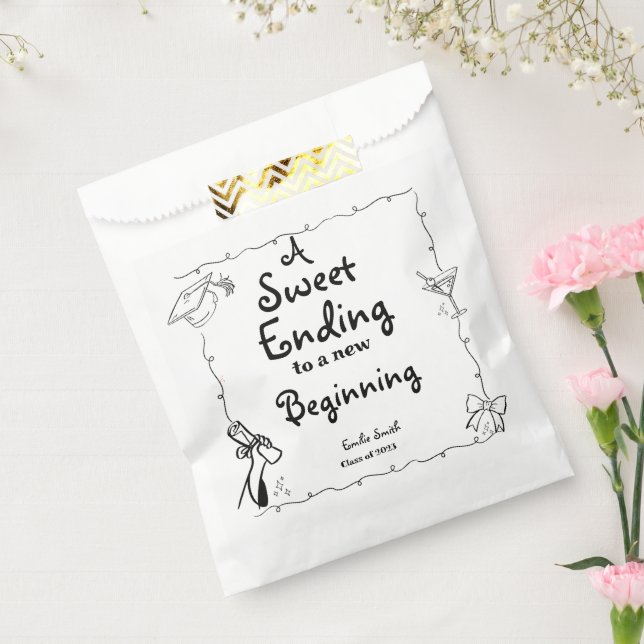Doodles style Hand Drawn Graduation favors sign Favor Bag (Sealed)