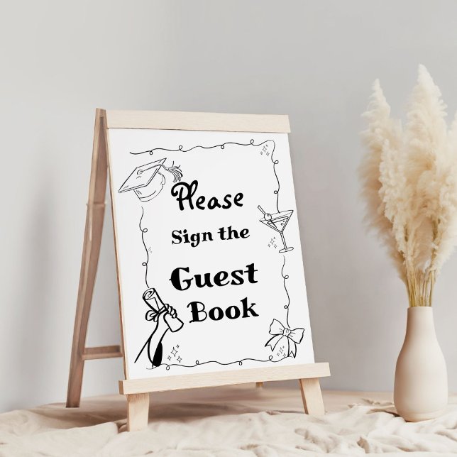 Doodles style Hand Drawn Graduation gest book Poster (Creator Uploaded)