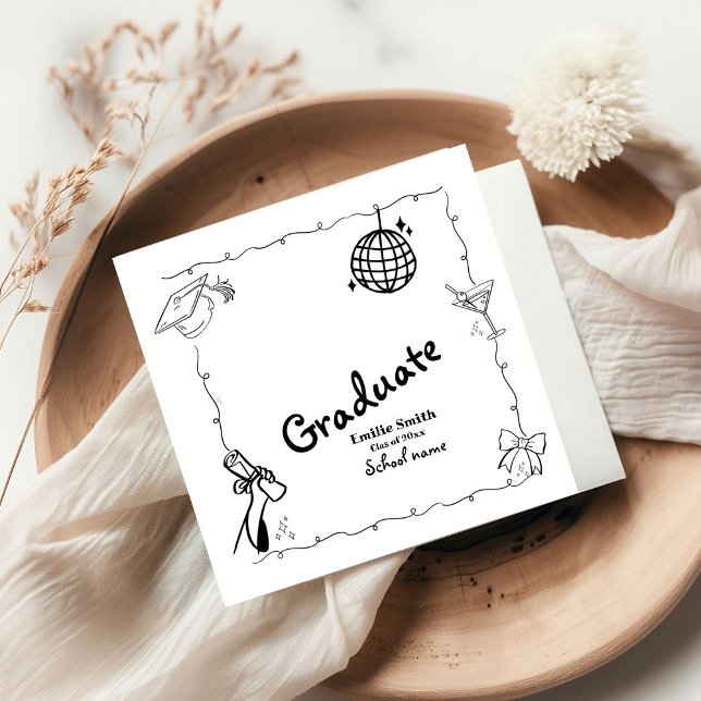 Doodles style Hand Drawn Graduation Party Napkins (Creator Uploaded)