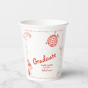 Doodles style Hand Drawn Graduation Party Paper Cups