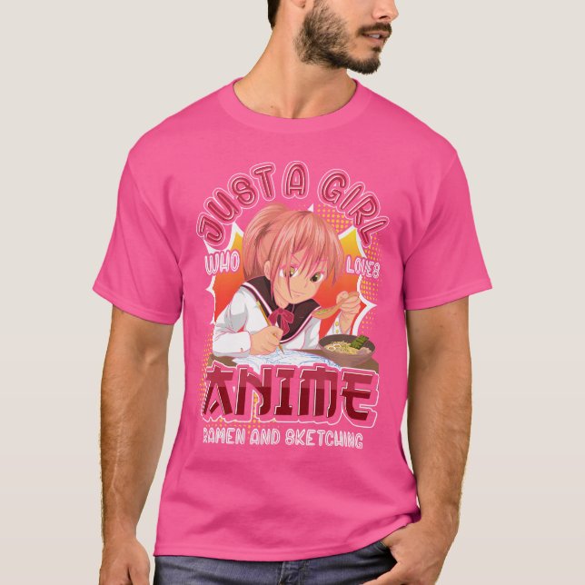 Doodling Otaku Girls Ramen Noodles Sketching Women T-Shirt (Front)