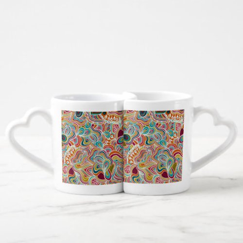 Doodling pattern coffee mug set