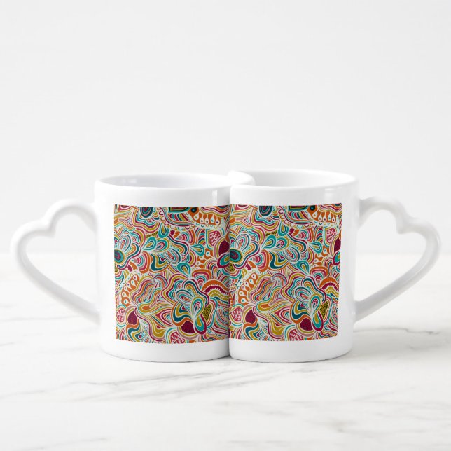 Doodling pattern coffee mug set (Front Nesting)