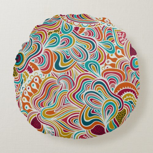 Doodling pattern round pillow