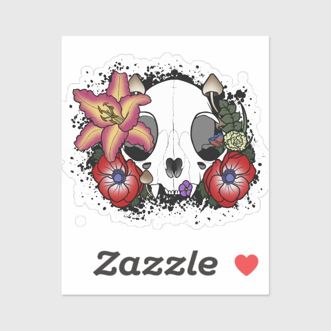 Doom and Bloom Cat Skull Sticker (Sheet)