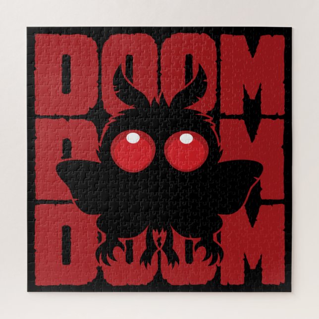 DOOM DOOM DOOM Kawaii Mothman Cryptid Jigsaw Puzzle (Vertical)