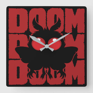 DOOM DOOM DOOM Kawaii Mothman Cryptid Square Wall Clock