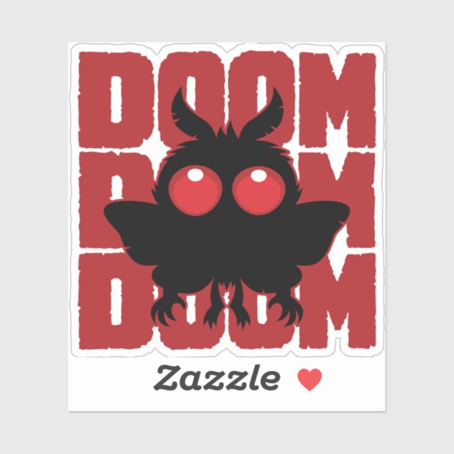 DOOM DOOM DOOM Kawaii Mothman Cryptid Sticker (Sheet)