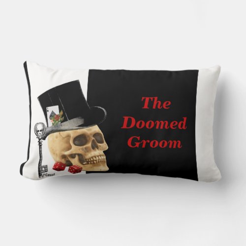 Doomed groom gothic gambling skull lumbar pillow