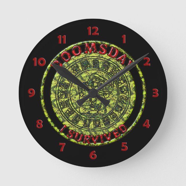 Doomsday - I survived | Maya Prophecy Round Clock (Front)