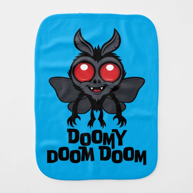 Doomy Doom Doom Cute Mothman Cryptid Baby Burp Cloth (Front)