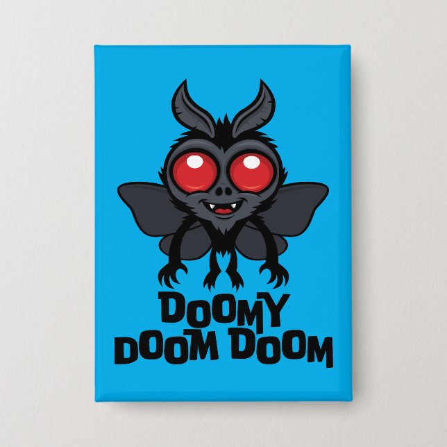 Doomy Doom Doom Cute Mothman Cryptid Button (Front)