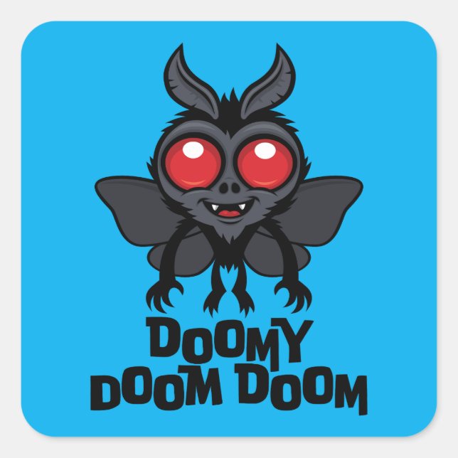 Doomy Doom Doom Cute Mothman Cryptid Square Sticker (Front)