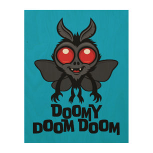 Doomy Doom Doom Cute Mothman Cryptid Wood Wall Art
