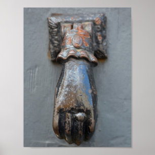 Door Brass hand knocker Poster