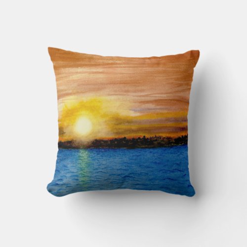 Door County Fish Creek Brilliant Evening Sunset Throw Pillow