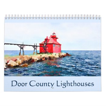 Door County Lighthouses Watercolor Calendar by elizme1 at Zazzle
