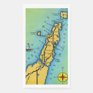 Door County Map Guest Towels