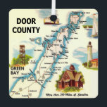 Door County Postcard Map Ornament<br><div class="desc">Vintage Door County map that is wonderfully illustrated and now repurposed! Customize the back by adding any personal message or simply purchase the ornament as is.</div>